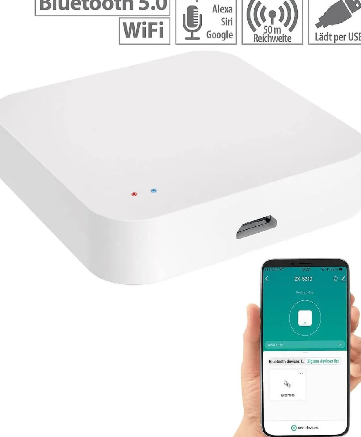 Luminea RC-350.duo ZigBee WLAN Gateway Smart Home Zentrale App WiFi Mesh