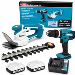 Makita DK18B56Y Set HP488D Schlagbohrschrauber + UM110D Grasschere 18V G-Serie, 2 Akkus