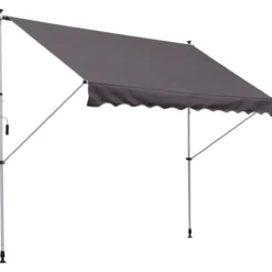 Markise Klemmmarkise Faltarm Handkurbel Balkon 3 x 1,5 m Alu Grau