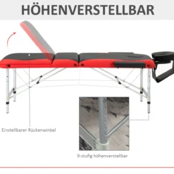 Massageliege, Alu Kunststoff