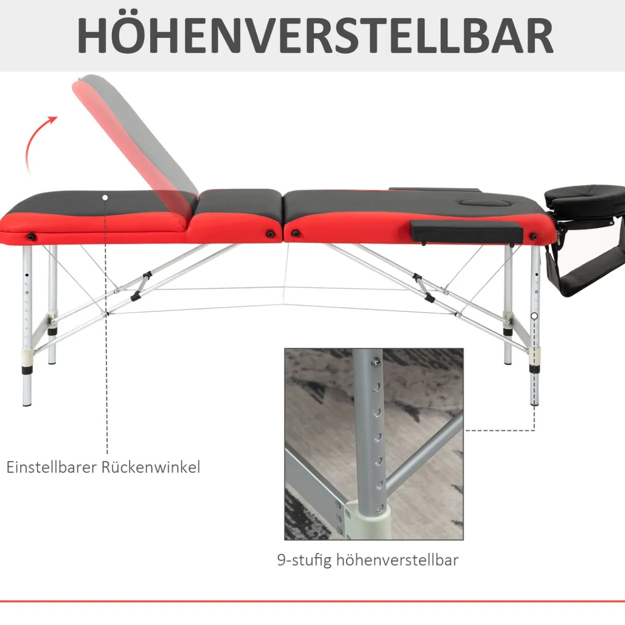 Massageliege, Alu Kunststoff