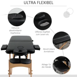 Massageliege, klappbarer Massagetisch mit Kopfstütze, für Spa, Salon