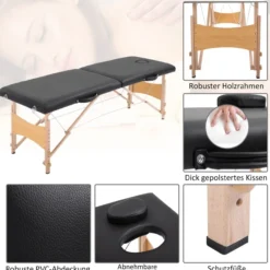 Massageliege Mobiler Massagetisch Höhenverstellbar Kosmetik Bank Holz