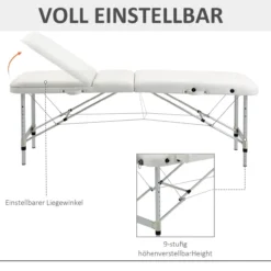 Massageliegen verstellbarer Massagetisch Massagebett Alu Kunststoff