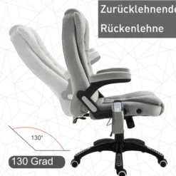 Massage Sessel, Bürostuhl mit Massagefunktion, Gaming Stuhl, PU-Räder, Grau, 67 x 74 x 107-116 cm
