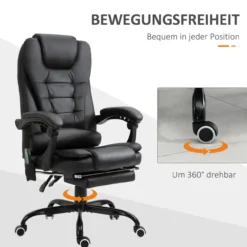 Massagesessel Chefsessel Schwarz 67 x 79 x 111-121 cm