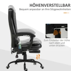 Massagesessel Chefsessel Schwarz 67 x 79 x 111-121 cm