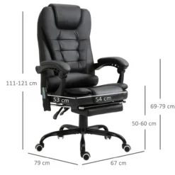 Massagesessel Chefsessel Schwarz 67 x 79 x 111-121 cm