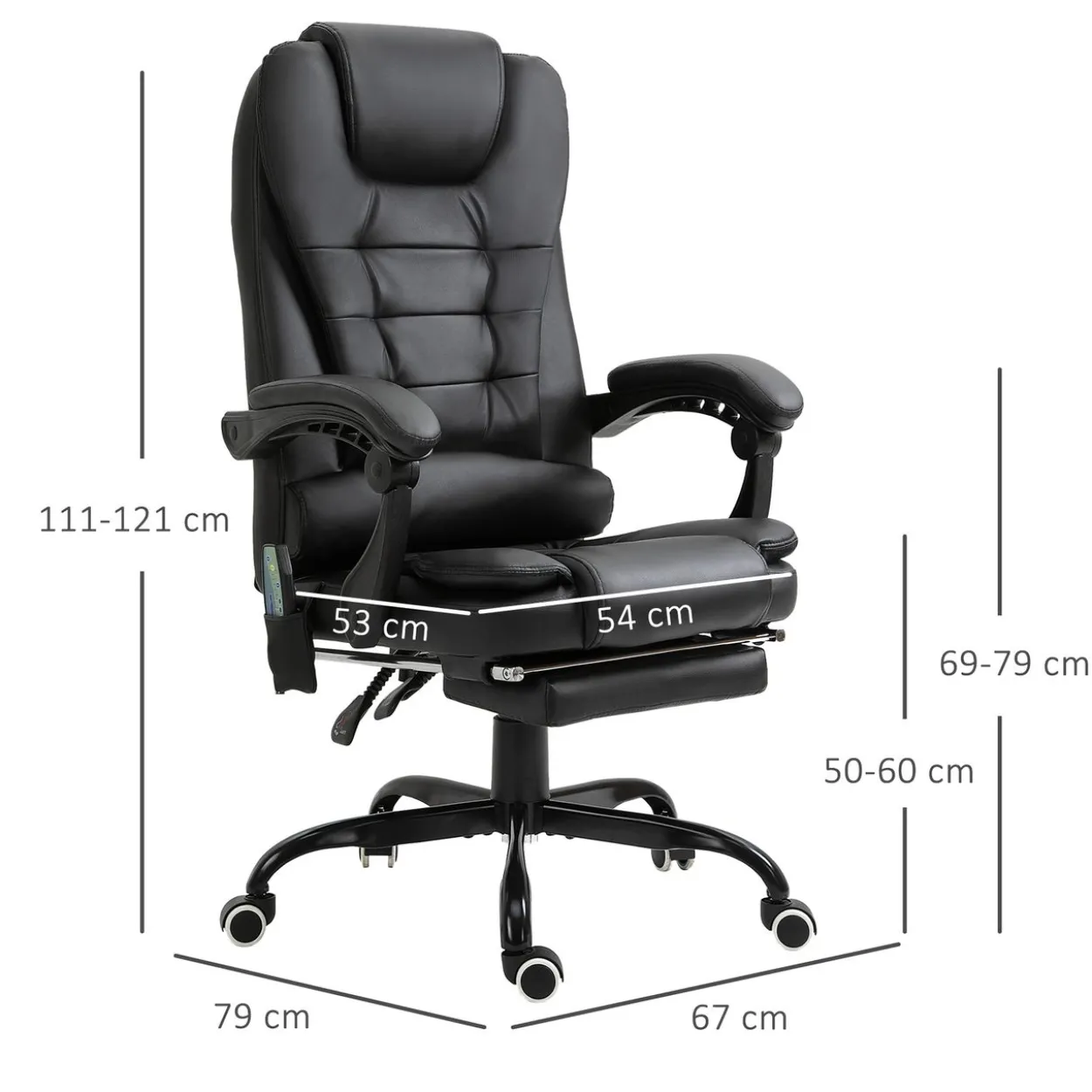 Massagesessel Chefsessel Schwarz 67 x 79 x 111-121 cm