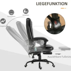 Massagesessel Chefsessel Schwarz 67 x 79 x 111-121 cm