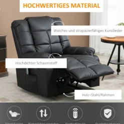 Massagesessel Elektrisch Fernsehsessel mit Liegefunktion 8 Massagepunkte