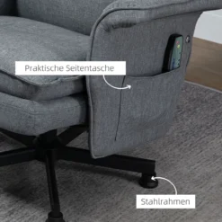 Massagesessel mit Fußhocker, Elektrischer Fernsehsessel mit Leinenoptik