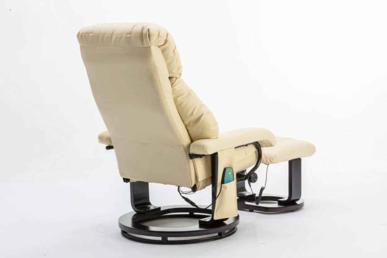 Massagesessel mit Fußhocker & Heizfunktion - Beige