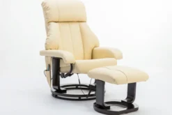 Massagesessel mit Fußhocker & Heizfunktion - Beige