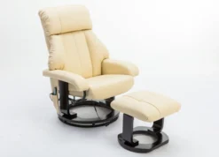 Massagesessel mit Fußhocker & Heizfunktion - Beige