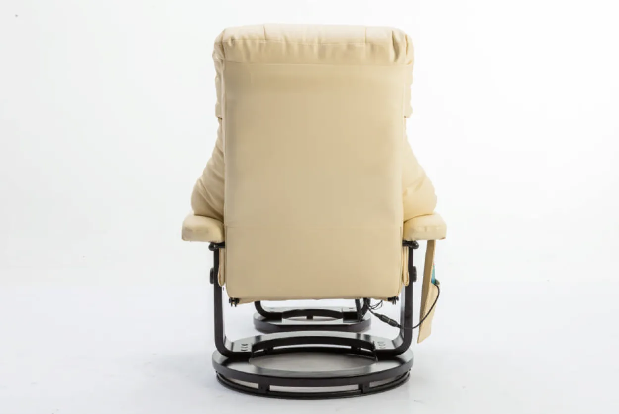 Massagesessel mit Fußhocker & Heizfunktion - Beige