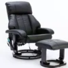 Massagesessel mit Fußhocker & Heizfunktion - Schwarz