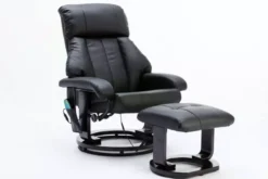 Massagesessel mit Fußhocker & Heizfunktion - Schwarz