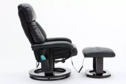 Massagesessel mit Fußhocker & Heizfunktion - Schwarz