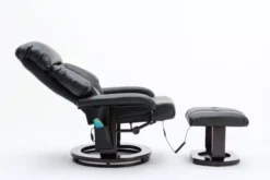 Massagesessel mit Fußhocker & Heizfunktion - Schwarz