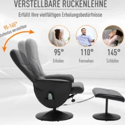 Massagesessel mit Fußhocker Massagesessel Relaxsessel TV-Sessel Schwarzca. 76 x 81 x 105 cm