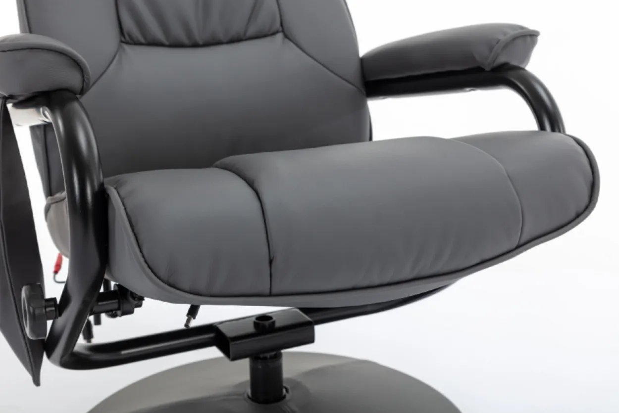 Massagesessel mit Heizfunktion & Fußhocker - Grau