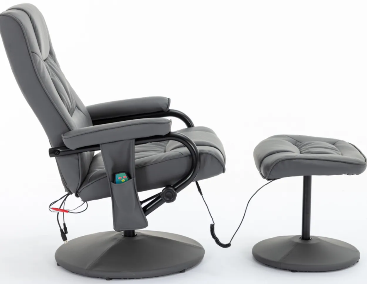 Massagesessel mit Heizfunktion & Fußhocker - Grau