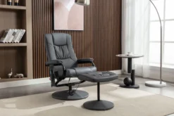 Massagesessel mit Heizfunktion & Fußhocker - Grau