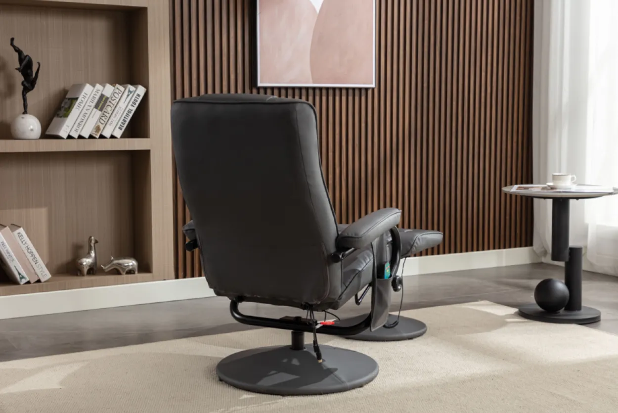 Massagesessel mit Heizfunktion & Fußhocker - Grau