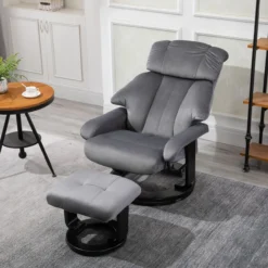 Massagesessel mit Hocker Liegefunktion+Massagefunktion Grau