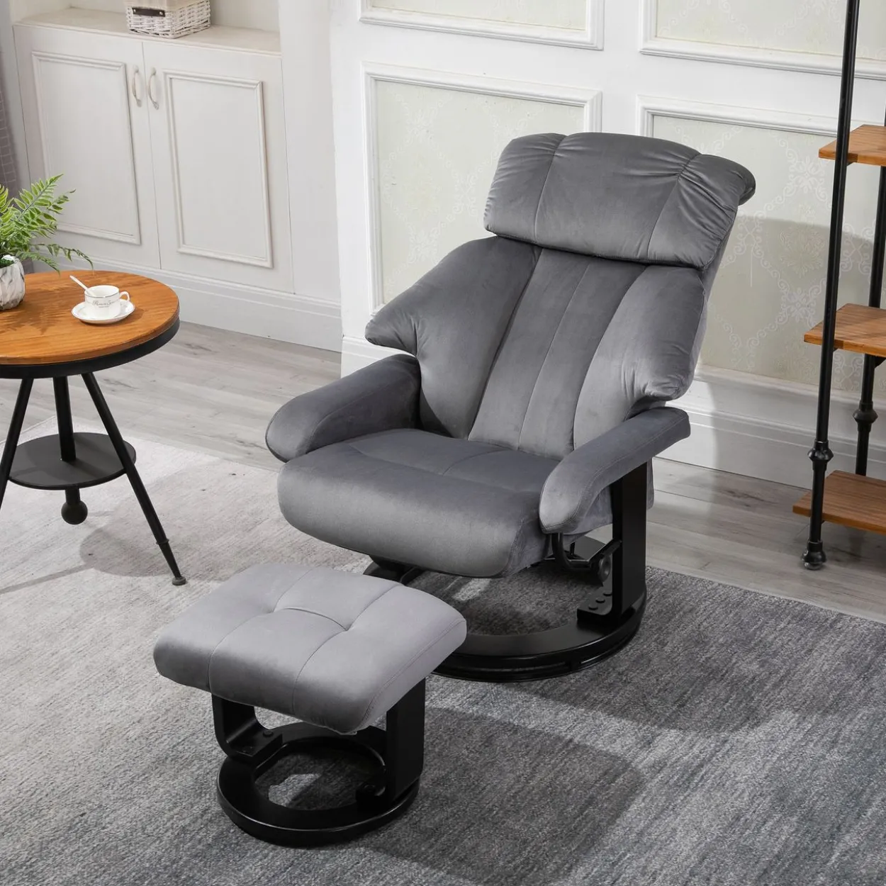 Massagesessel mit Hocker Liegefunktion+Massagefunktion Grau