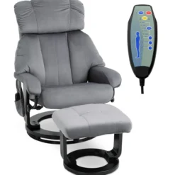 Massagesessel mit Hocker Liegefunktion+Massagefunktion Grau