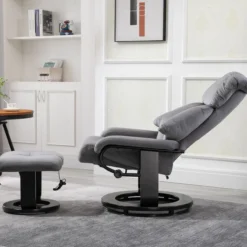 Massagesessel mit Hocker Liegefunktion+Massagefunktion Grau