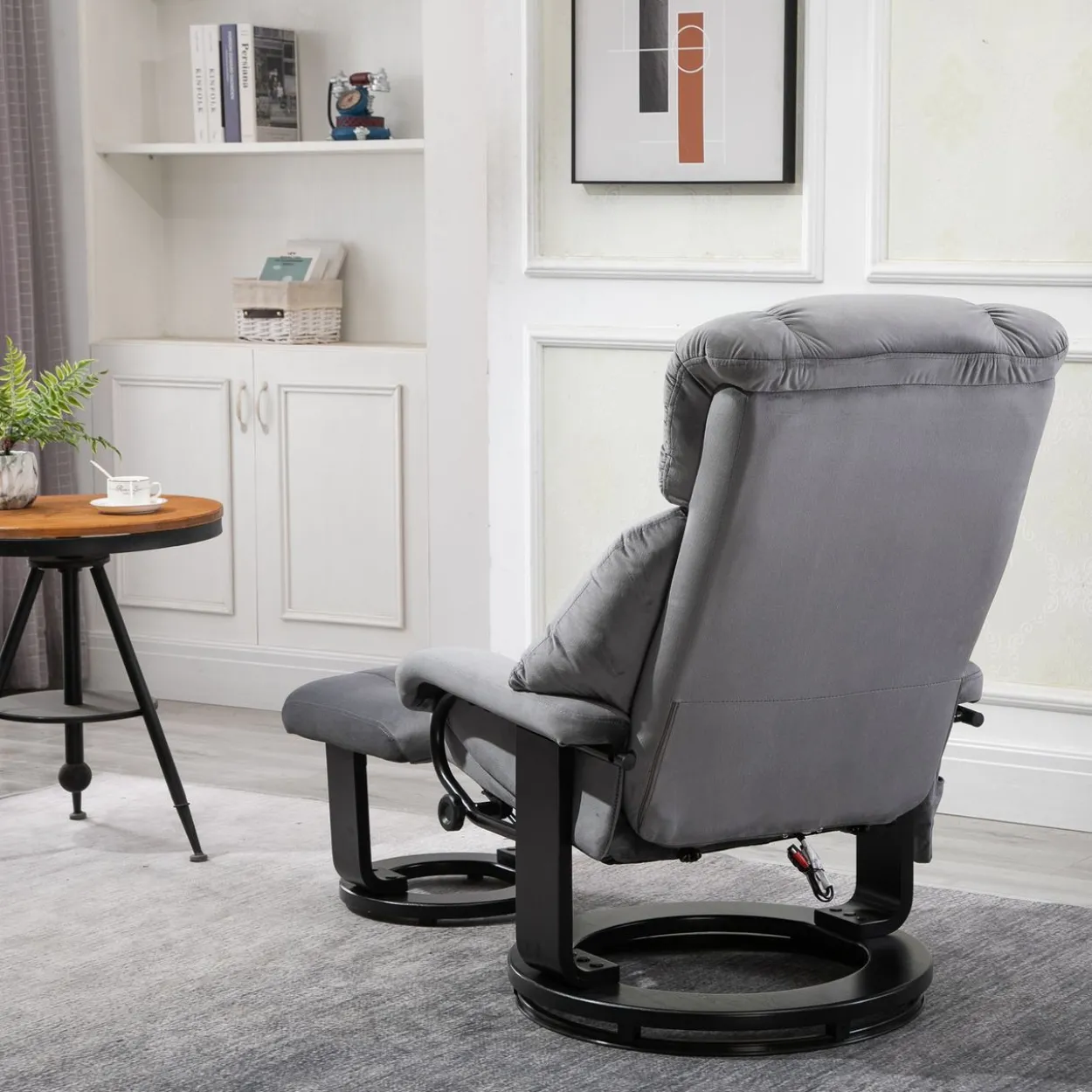 Massagesessel mit Hocker Liegefunktion+Massagefunktion Grau