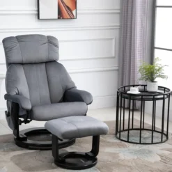 Massagesessel mit Hocker Liegefunktion+Massagefunktion Grau