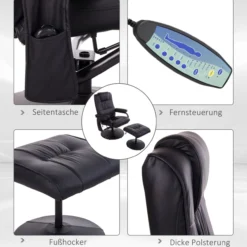 Massagesessel Relaxsessel Fernsehsessel TV Sessel Schwarz 77 x 84 x 95 cm
