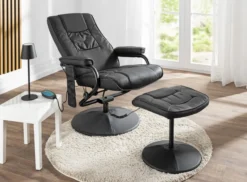 Massagesessel Relaxsessel mit Heizfunktion & Fußhocker - Schwarz