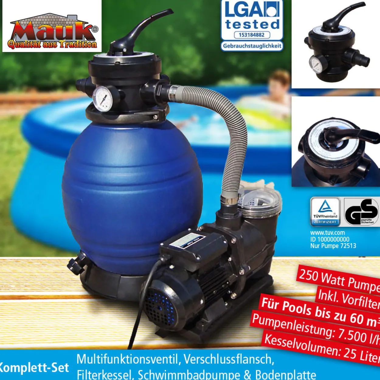 Mauk Pool-Sandfilteranlage, 25 Liter
