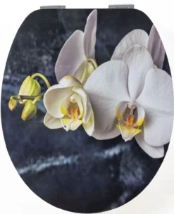 MDF WC-Sitz "Soft Touch" - Weiße Orchidee