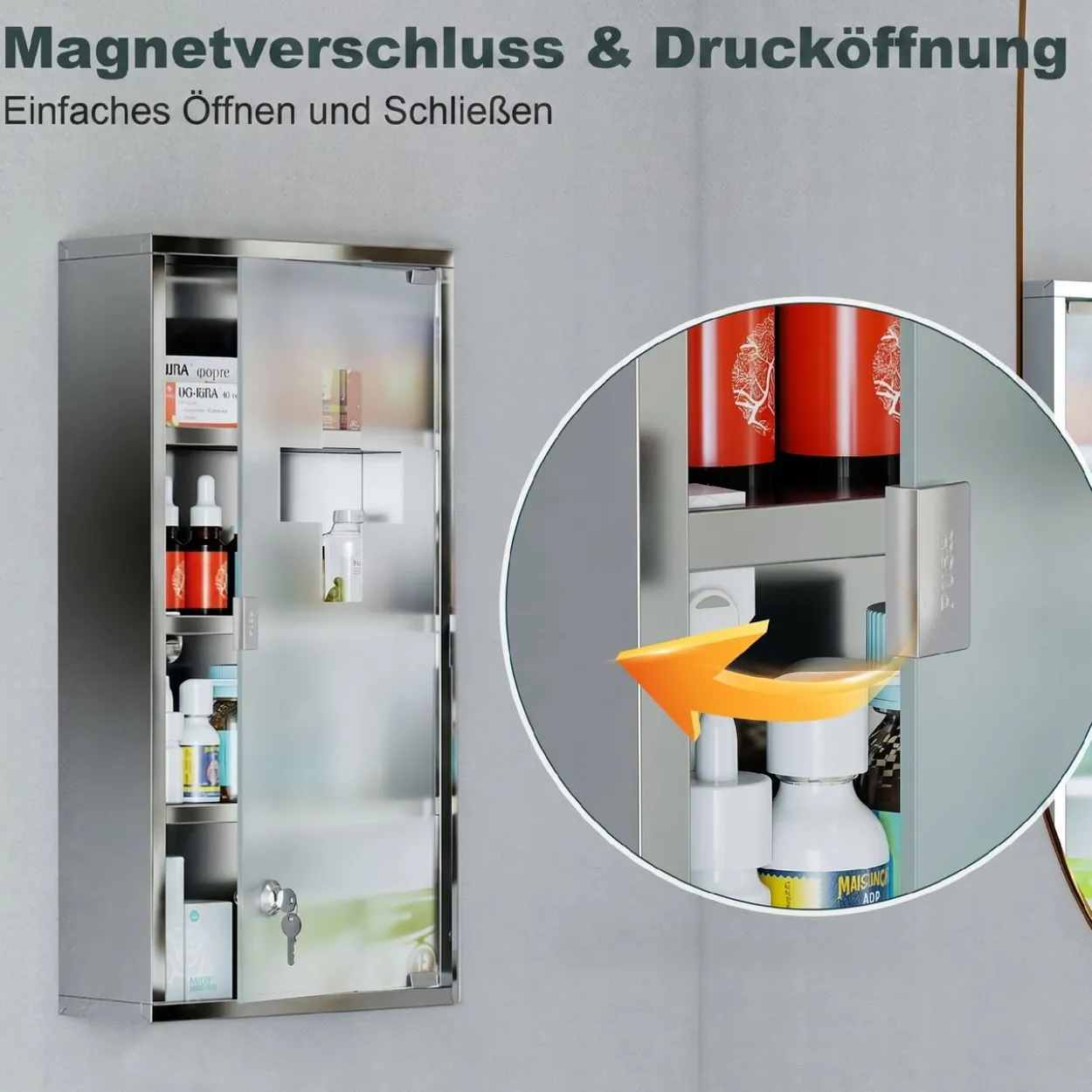Medizinschrank mit Schloss Edelstahl