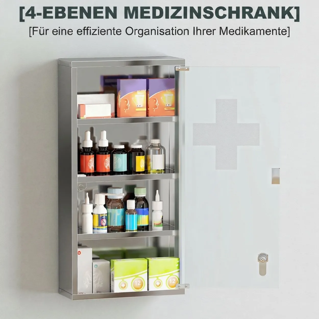 Medizinschrank mit Schloss Edelstahl