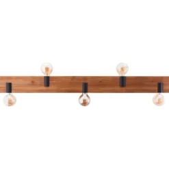 Mertes Deckenlampe, E27, 115 x 12,5 cm, Holz/Metall, braun/schwarz