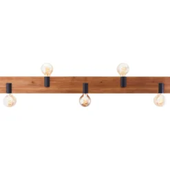 Mertes Deckenlampe, E27, 115 x 12,5 cm, Holz/Metall, braun/schwarz