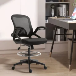 Mesh Ergonomischer Bürostuhl mit Rollen drehbar, schwarz