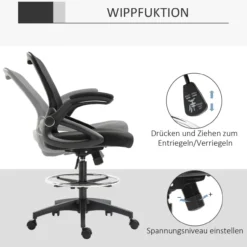 Mesh Ergonomischer Bürostuhl mit Rollen drehbar, schwarz