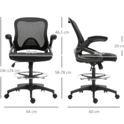 Mesh Ergonomischer Bürostuhl mit Rollen drehbar, schwarz