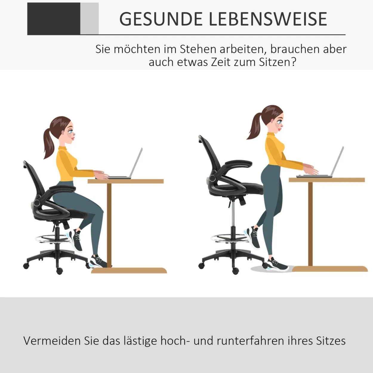 Mesh Ergonomischer Bürostuhl mit Rollen drehbar, schwarz