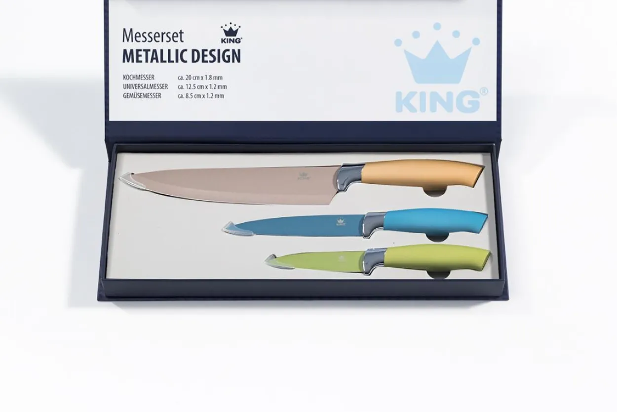 Messerset Metallic Design 3 Messer im Geschenkkarton