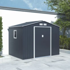 Metallgerätehaus "HANNA", ca. 277 x 322 x 213 cm - Grau/Weiß