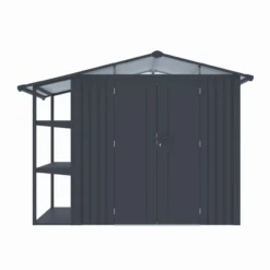 Metallgerätehaus "LAURA", ca. 295 x 168 x 220 cm - Glänzendes Grau